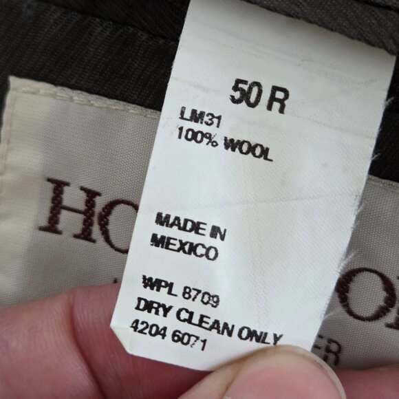 VTG Tweed Jacket XL Brown Beige Windowpane Check 100% Wool Blazer Sport Coat 50R - Picture 10 of 15